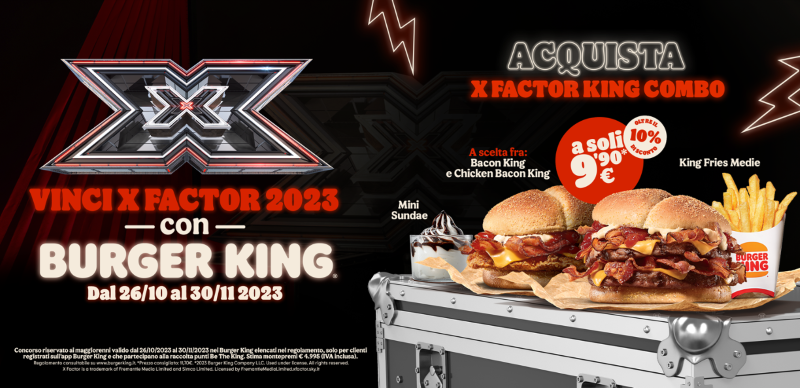 ​Burger King partner di X Factor 2023: al via il concorso per partecipare alla finale 