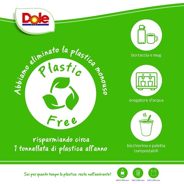 Dole Italia lancia il progetto Plastic Free 