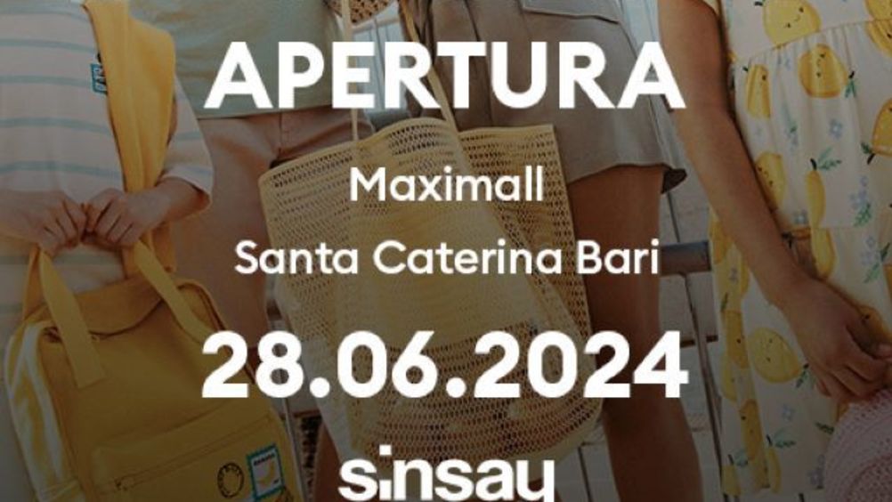 Sinsay annuncia una nuova apertura a Bari il 28 giugno