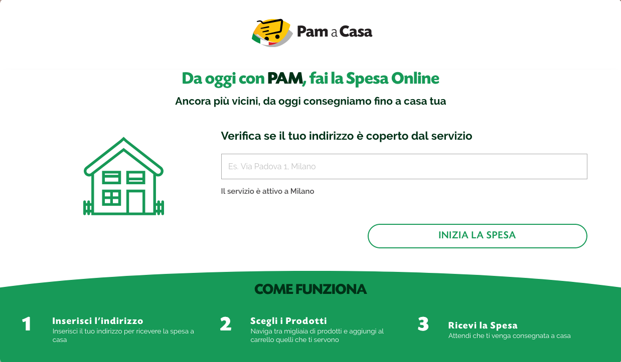 Pam: al via da oggi il servizio di e-commerce a Milano