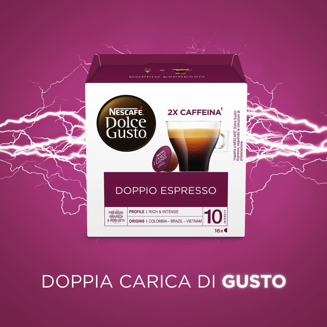 Nescafé Dolce Gusto presenta Doppio Espresso. Per una doppia ricarica di gusto! 