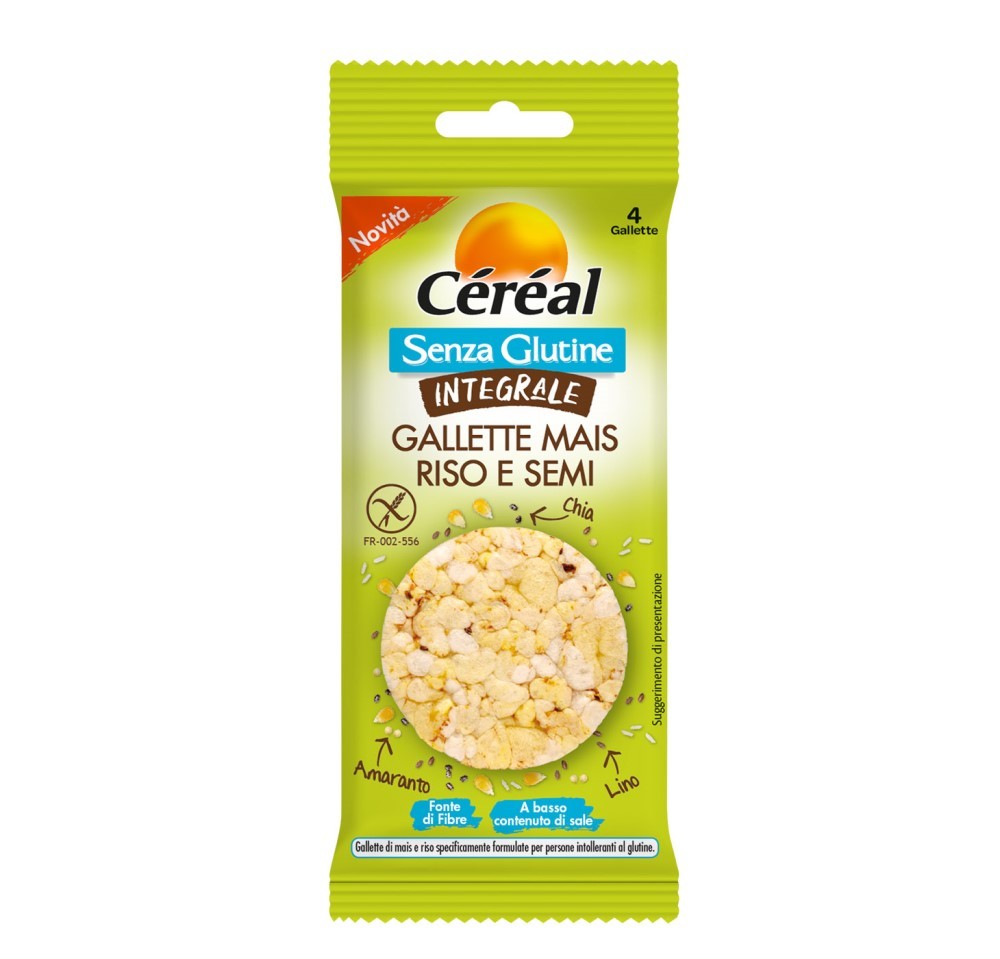 Céréal: sì a gallette di mais riso e semi  integrali senza glutine 