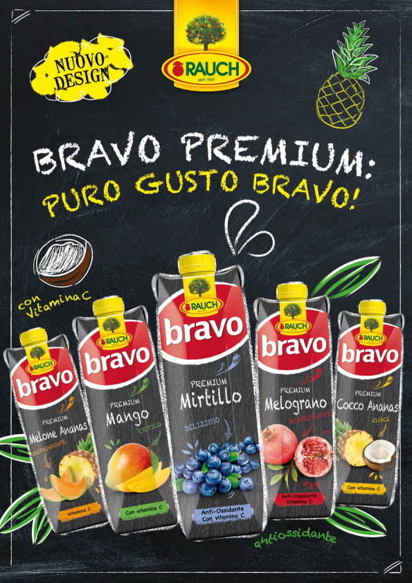 Una nuova veste grafica per la linea di succhi di frutta BRAVO PREMIUM