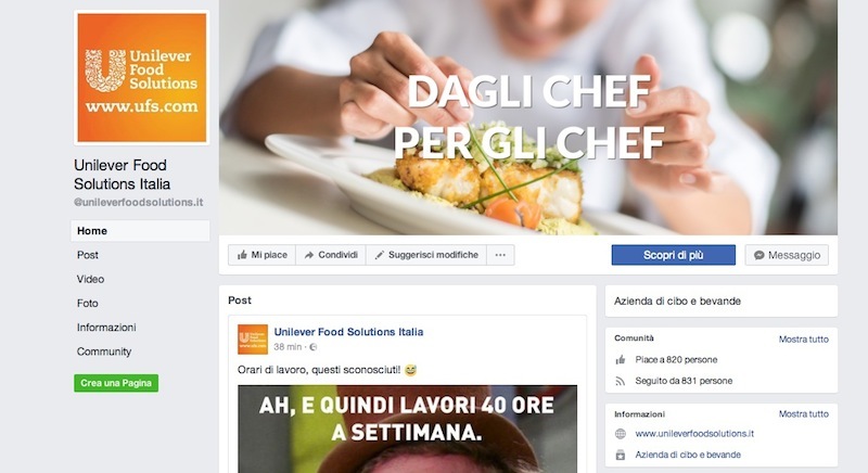 Unilever Food Solutions debutta sui social