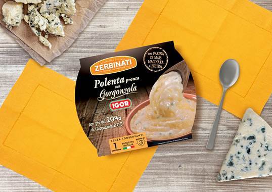 Zerbinati torna con il suo comfort food più amato: la polenta pronta con gorgonzola igor DOP