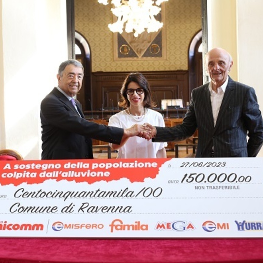 Gruppo Unicomm consegna 500mila euro ai comuni di Cesena, Forlì e Ravenna