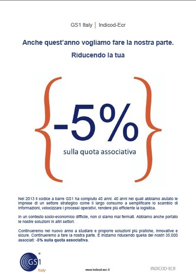 GS1 Italy | Indicod-Ecr riduce del 5% la quota associativa del 2014 