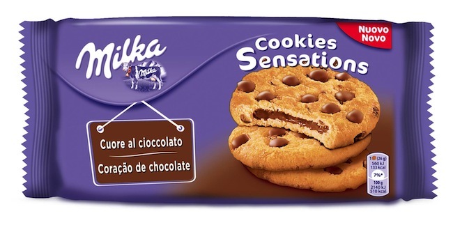 Milka propone i nuovi Cookies Sensations cuore al cioccolato