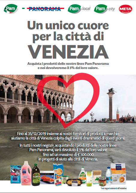 Pam Panorama attiva una raccolta fondi per Venezia